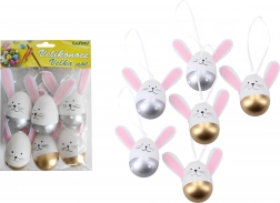 Uova dipinte in plastica decorativa da appendere 6 cm, 6 pz