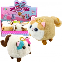 Gattino di peluche con coda rotante marrone-bianco