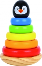 Torre impilabile in legno pinguino