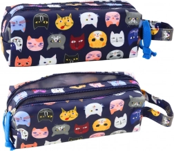 Astuccio scolastico Gatti Colorati Due tasche blu 22cm