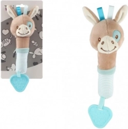 Sonaglio e massaggiagengive in peluche asino 22 cm