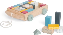 Carrello trainabile in legno Bigjigs Toys con blocchi