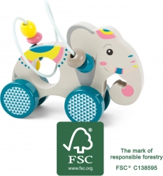 small foot elefante di legno su ruote jungle