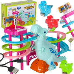 Pista da corsa dinosauro con scivolo, scale mobili, LED e suoni