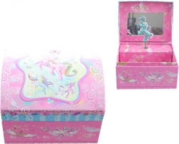 Scatola portagioie musicale rosa con unicorno e ballerina