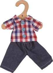 Bigjigs Toys camicia a quadri e jeans per bambola
