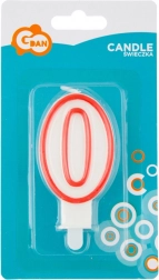Candela numero 0 con bordo rosso 7 cm