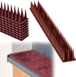 Punte in plastica anti-uccelli, marroni, listelli modulari 8 pz