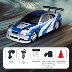 Auto RC da drift 1:43 blu con accessori