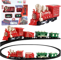 Classico trenino a batteria con locomotiva, vagoni e binari – 13 pezzi