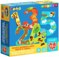 Puzzle Luna con numeri e favole di Esopo per bambini