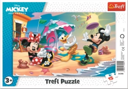 Puzzle Trefl Mickey e Minnie – divertimento in spiaggia, 15 pezzi