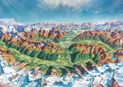 Heye puzzle Map Art: Mondo di montagna nelle Alpi 2000 pezzi