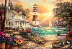 Pittura con diamanti Faro sul mare 30x40cm