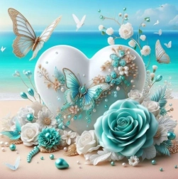 Pittura diamantata cuore con farfalle 30 × 40 cm