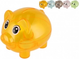 Salvadanaio trasparente a forma di maialino 10 cm