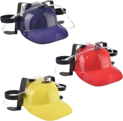 Casco party da birra in plastica con due portabevande (mix colori)