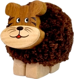 Figura di legno XL Tigre con ponpon