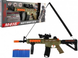 Mitraglietta giocattolo a dardi in schiuma con luci, suoni e vibrazioni – 60 cm, 12 dardi