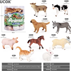 set di animaletti di fattoria in plastica 18 pz in box