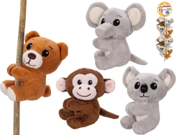 Peluche di animale safari con clip su cordino 8 cm - 1 pezzo