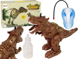 Dinosauro RC con vapore, proiettore ed effetti sonori e luminosi – marrone