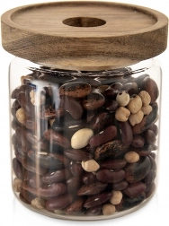 Barattolo in vetro per alimenti con coperchio in legno e guarnizione 730 ml