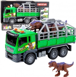 Camion per il trasporto di dinosauri con luci e suoni 1:14 verde