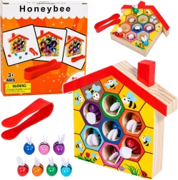 Alveare Montessori in legno con api e pinzetta (7 pz)