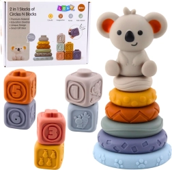 Torre sensoriale e morbidi cubi in silicone koala 13 pezzi