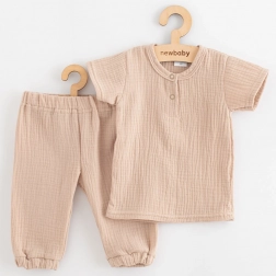 set in mussola per neonati maglietta e pantaloni New Baby beige 74 (6–9 mesi)