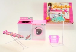 Set lavanderia Glorie per bambole con lavatrice, asciugatrice e asse da stiro