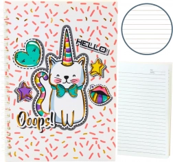 Taccuino con gatto unicorno in motivi rosa A5
