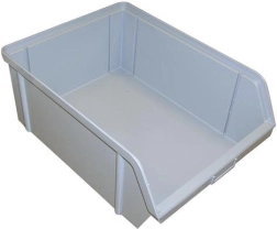 Cassetta di stoccaggio inclinata 150 × 100 × 70 mm, 3 kg, grigia, plastica