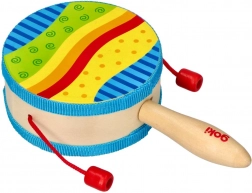 goki tamburello a mano con manico in legno