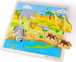 Gioco puzzle in legno Safari con effetti sonori