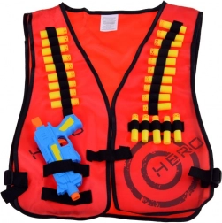 Gilet tattico per bambini con proiettili in gommapiuma e pistola compatibile con NERF – Rosso