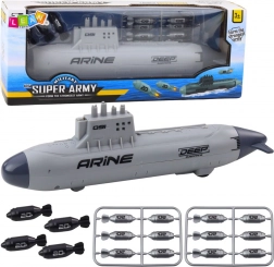 Sottomarino grigio con siluri e meccanismo 28 cm