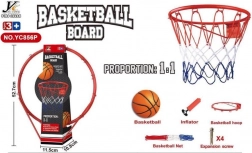 Canestro da basket in metallo 1:1 con rete, pallone e pompetta