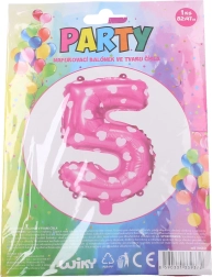 Palloncino numero 5 rosa con cuoricini 82 × 47 cm