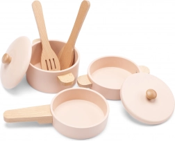 Set di stoviglie in legno per bambini – rosa