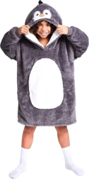 Calda felpa coperta con cappuccio per bambini 7–12 anni, pinguino COZY NOXXIEZ