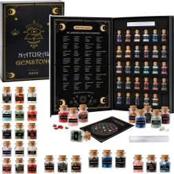 Set di minerali naturali e cristalli in flaconcini di vetro in confezione regalo a forma di libro, 30 pezzi