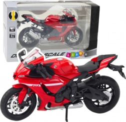 Motocicletta sportiva in metallo rossa con luci e suoni R1 1:12