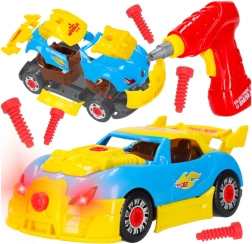Set di costruzione auto da corsa con avvitatore a batteria 2 in 1 con luci e suoni