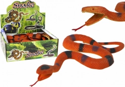 Serpente marrone in gomma con macchie nere e grigie