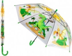 ombrello trasparente per bambini con dinosauri, automatico, 64 cm