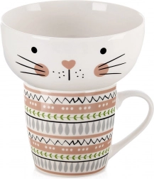 Set in porcellana per bambini: tazza e ciotola con gatto, 2 pezzi