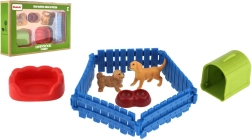 Cagnolini di plastica con recinto e accessori, set da 2 pezzi