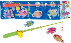 Gioco di pesca magnetico con pesciolini di plastica e canna